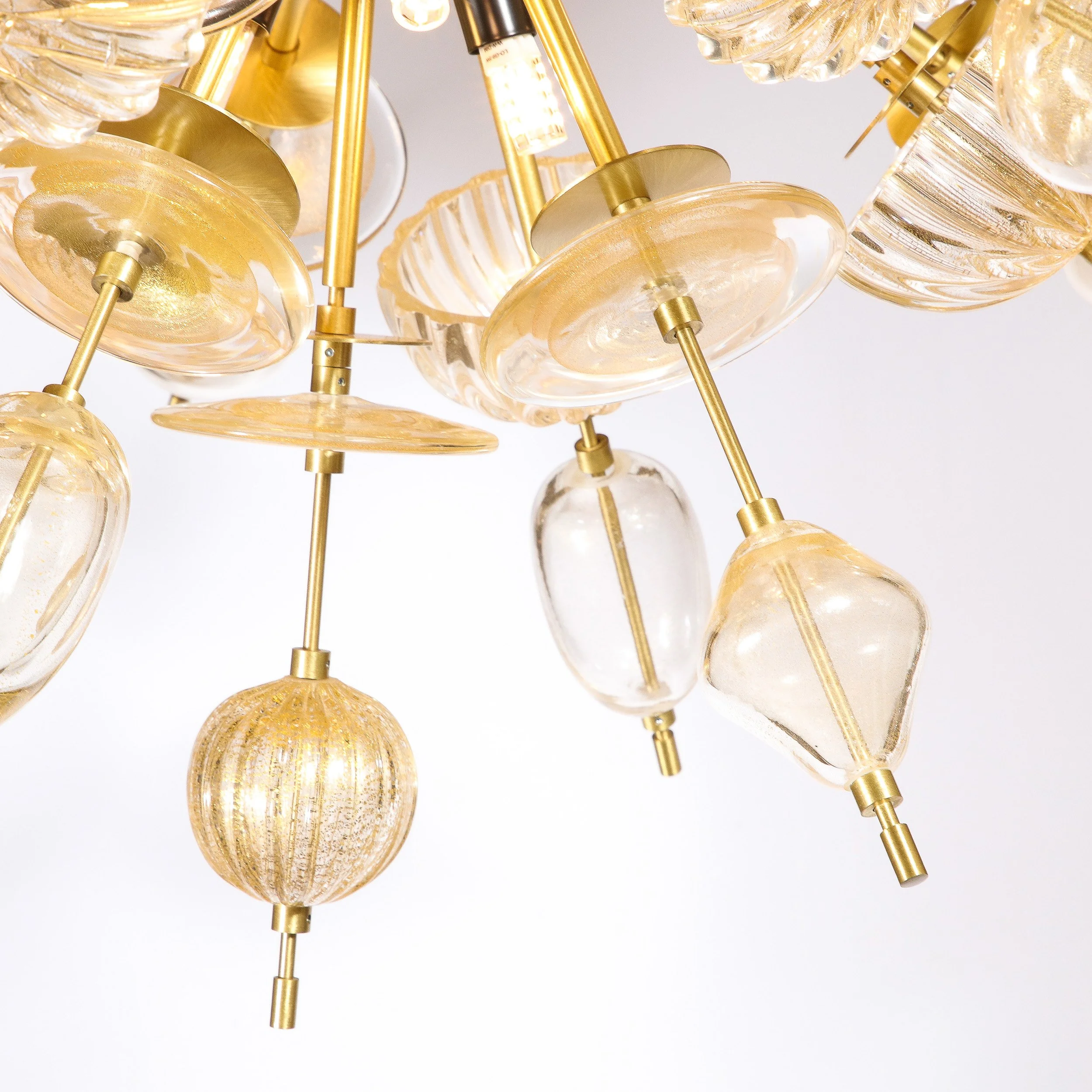 Modernist Brass & Enamel Sputnik Chandelier, Clear & Gold